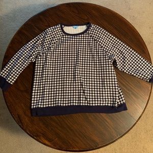 Draper James 2X Navy Gingham Sweatshirt